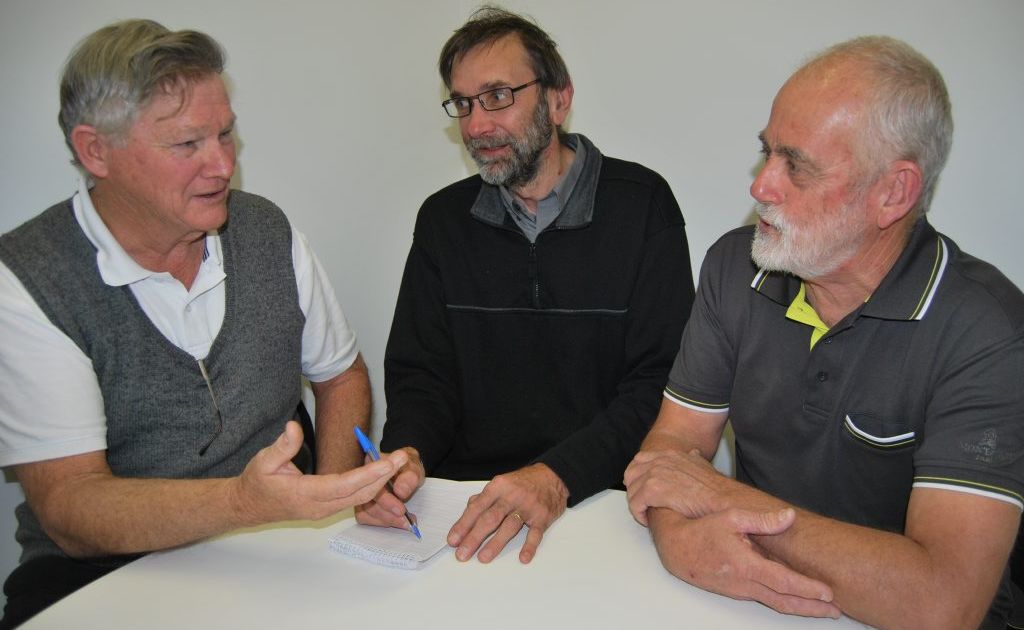 Proponents of a men's shed for Tweed Heads Alan Jones, John Pitt and Geoff Cook.